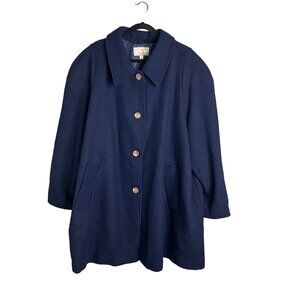 Woman Within‎ Women's 30W Winter Car Coat Wool Navy Blue Full Button Plus NWOT